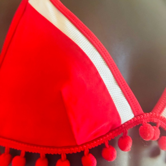 Red and White Stripe Mesh Bikini - Picture 7 of 10